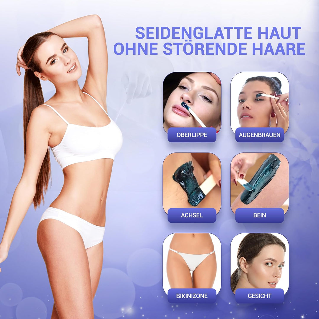 Dermawax 2 kg Azulen Waxing Perlen- Professionelle Heisswachs Wachsperlen zur Haarentfernung- Anwend