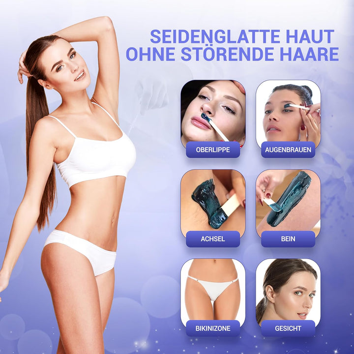 Dermawax 2 kg Azulen Waxing Perlen- Professionelle Heisswachs Wachsperlen zur Haarentfernung- Anwend