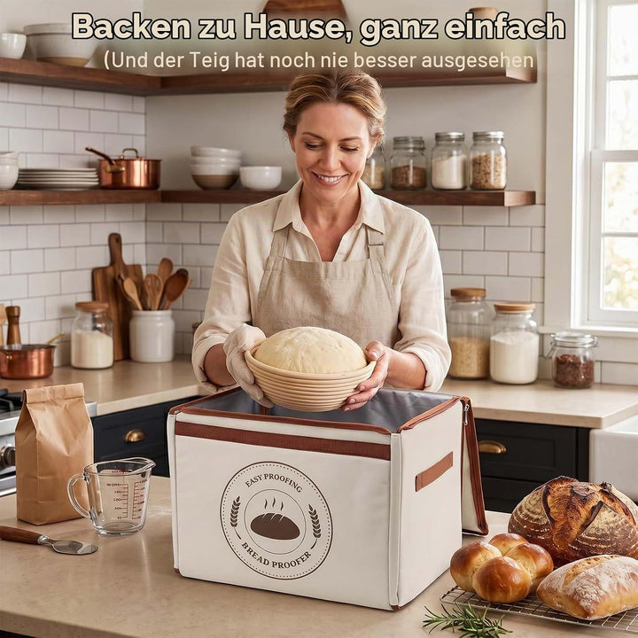 MQFORU Faltbare Gärbox mit 21–50°C Temperaturregelung &amp; 24h-Timer, Teiggärbox mit Metallregal Hygrom