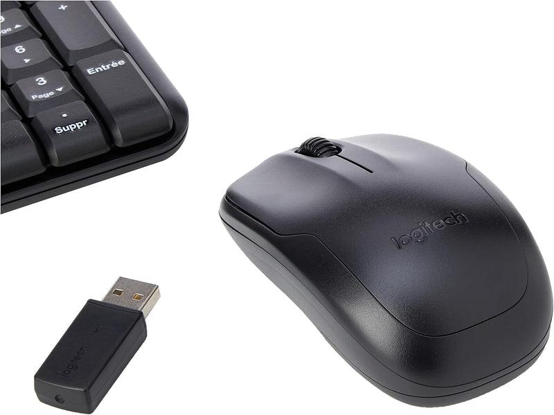 Logitech MK220 Kompaktes, Kabelloses Set mit Tastatur und Maus für Windows, Französisches AZERTY-Lay