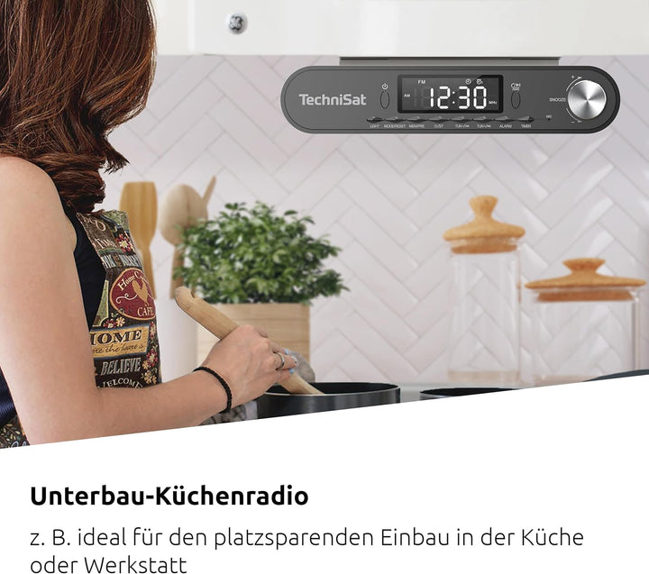 TechniSat KITCHENRADIO - Elegantes UKW-Küchenradio mit Arbeitsleuchte (Timer Direktwahltaste, Weckfu