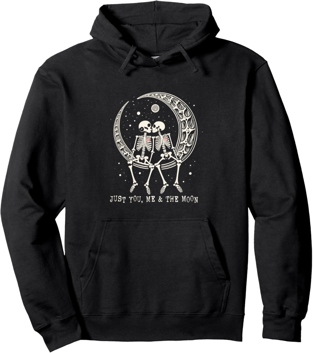 Skelett Paar - Skelette Küssen sich auf dem Mond Pullover Hoodie