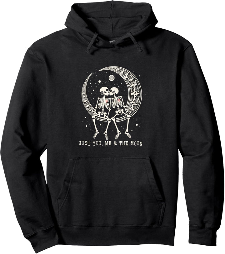 Skelett Paar - Skelette Küssen sich auf dem Mond Pullover Hoodie