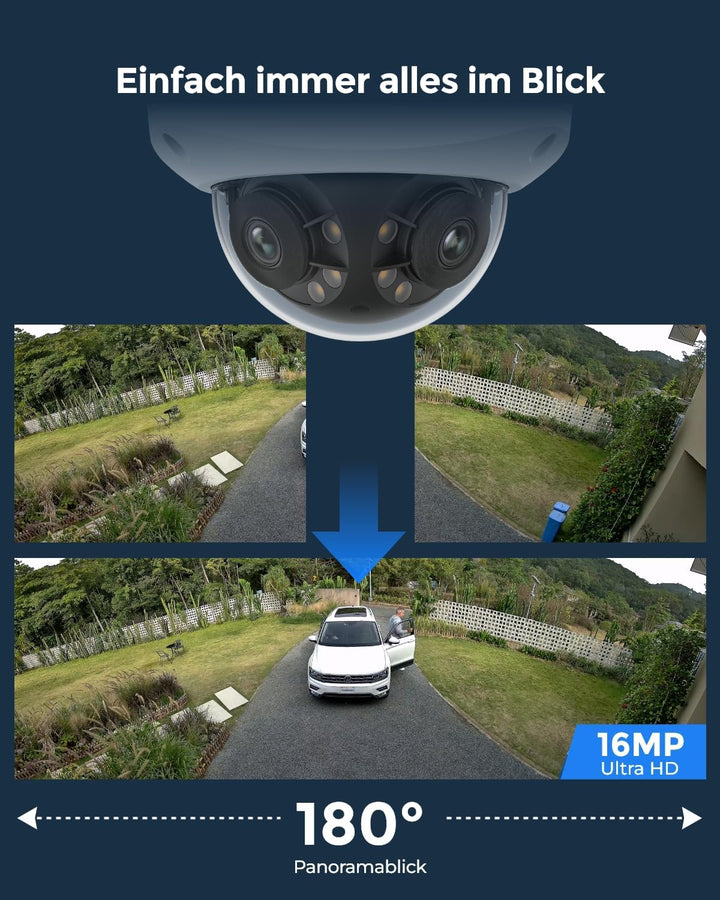 Reolink 16MP UHD 180° Panorama Dual-Objektiv Überwachungskamera, Bewegungsverfolgung, Farbnachtsicht