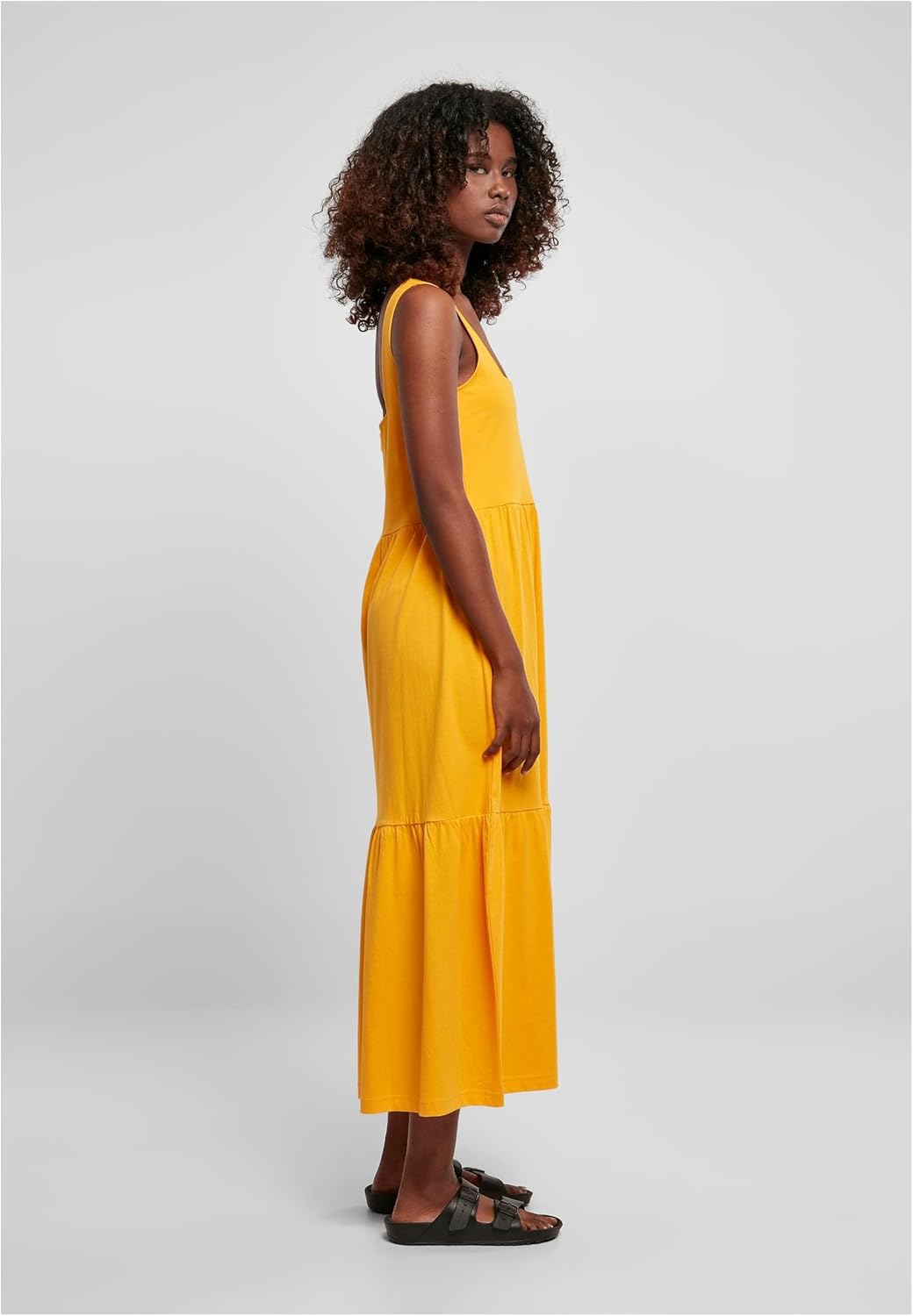 Urban Classics Damen Kleid mit breiten Trägern und Volant Einsätzen, Frauen Sommerkleid in 4 Farben