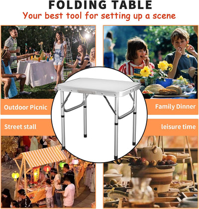 Klapptisch aus Aluminium, 60 cm, tragbar, für Camping, Picknick, Outdoor, Gartentisch für Grillparty