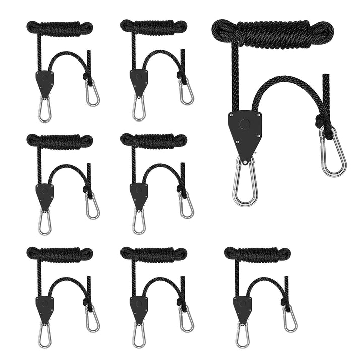Spider Farmer 8 Stück Seilratsche mit Haken 68 KG Heavy Duty Einstellbare Ratchet Hanger für Pflanze