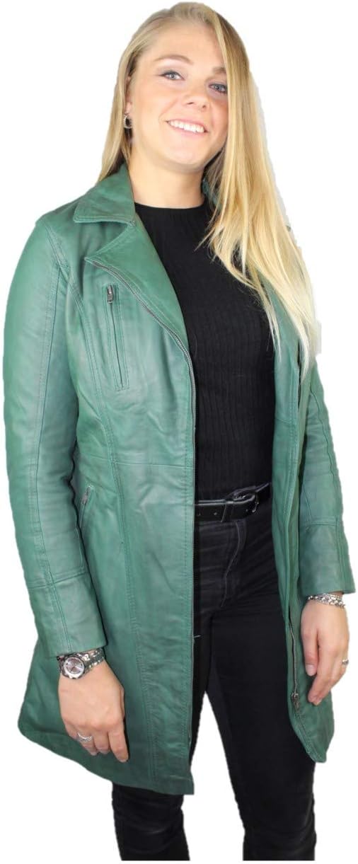 URBAN 5884 Damen Janice Frauen Lederjacke | Elegante Jacke aus weichem Lammfell für Damen, Langes Mo