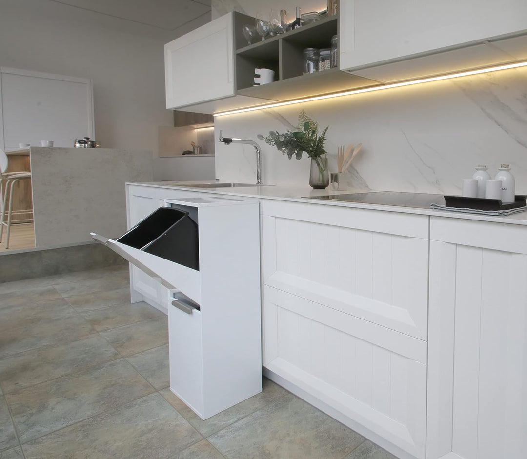 ARREGUI Ecoclas CR201-E Recycling Abfalleimer/Mülleimer aus Stahl, Mülltrennsystem mit 2 entnehmbare