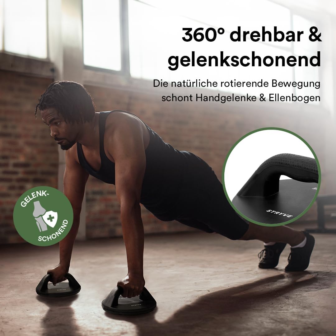 STRYVE Liegestützgriffe rotierend - 2er Set Push up Bars - 2 Aufsätze mit Schwierigkeitsgrad 1, 2 -