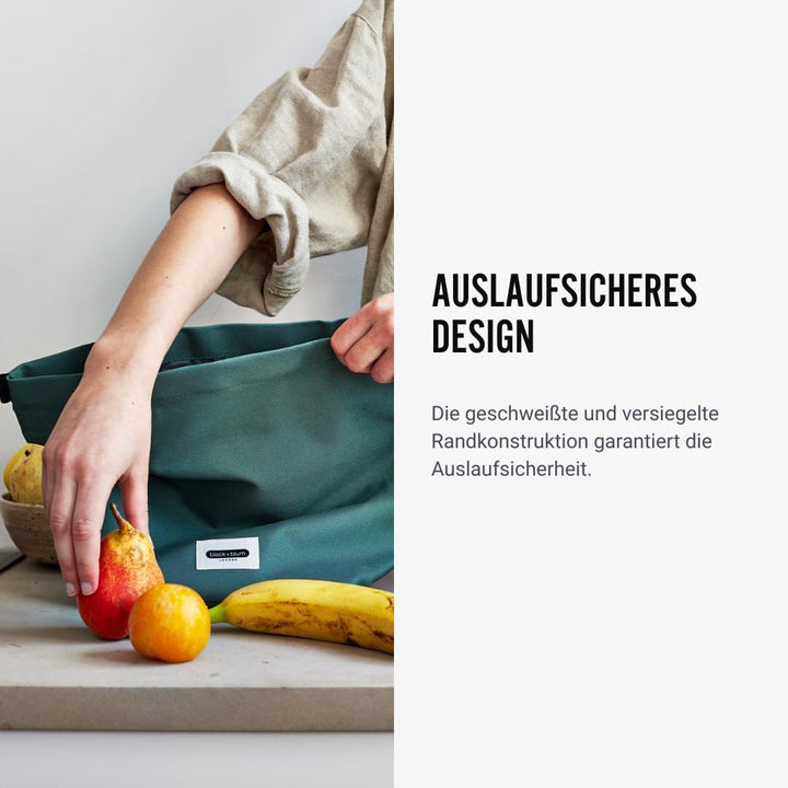 BLACK + BLUM isolierte Lunchtasche 6,7 L Olive, 100% auslaufsicher dank Rolltop, faltbare Lunchbag a