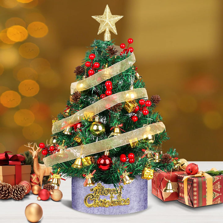 Mini Künstlicher Weihnachtsbaum 60cm,Tisch Christbaum mit Weihnachtskugel Tannenzapfen Christbaumspi
