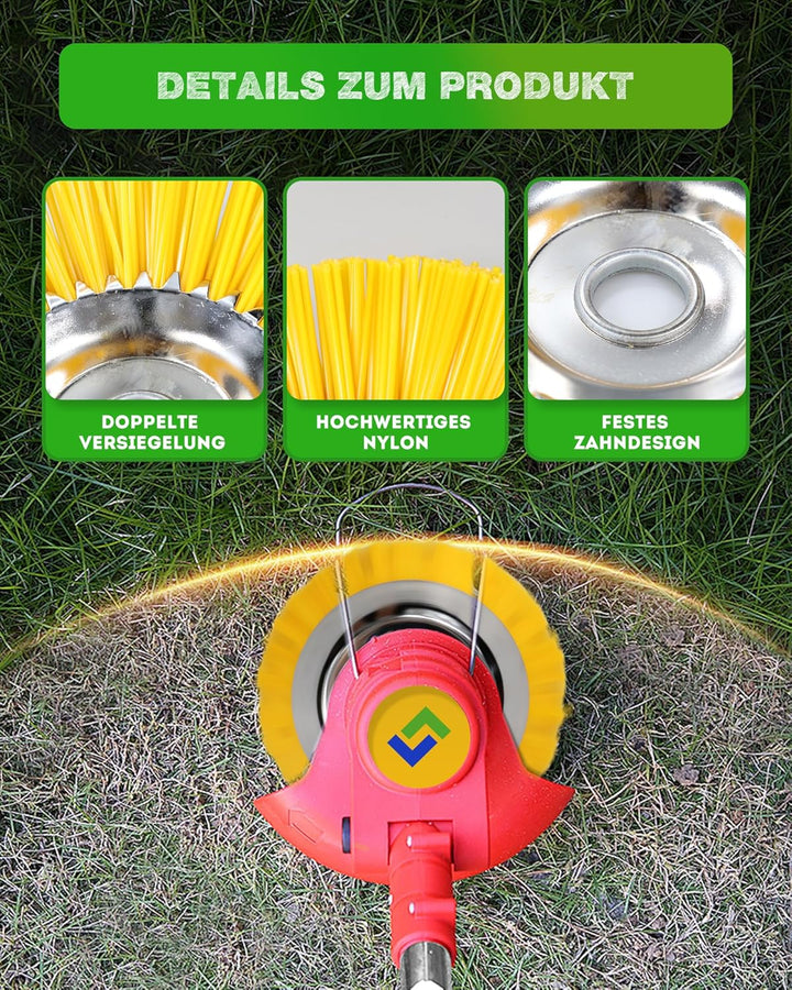 LADAMI Unkrautbürste Wildkrautbürste 200 mm x 25,4 mm, Nylon-Borsten, Nylonbürste,für Rasentrimmer,