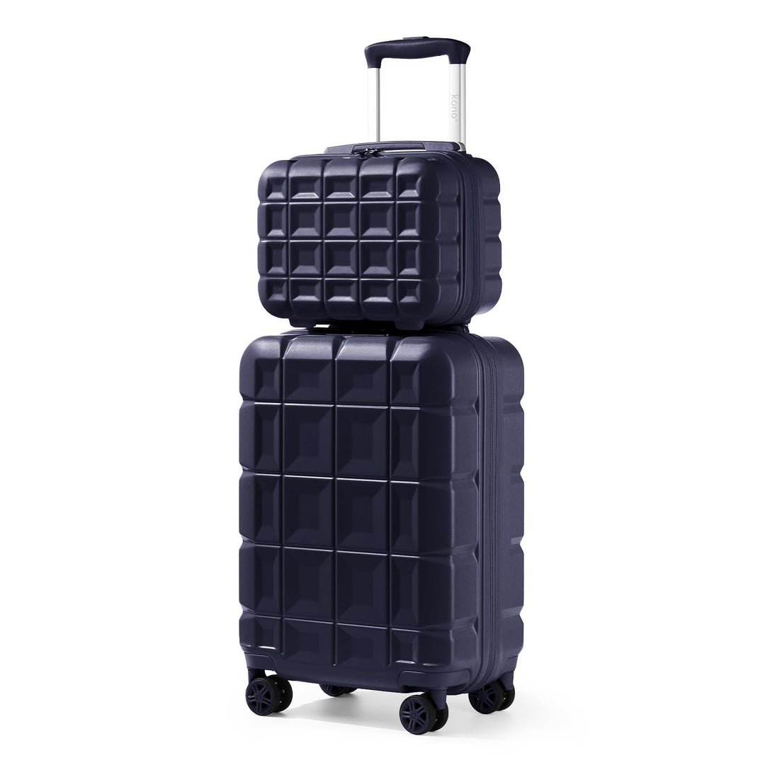 KONO Gepäck-Sets Kofferset 2 Teilig Handgepäck Koffer mit Beautycase (54cm+Kosmetikkoffer, Dunkelbla