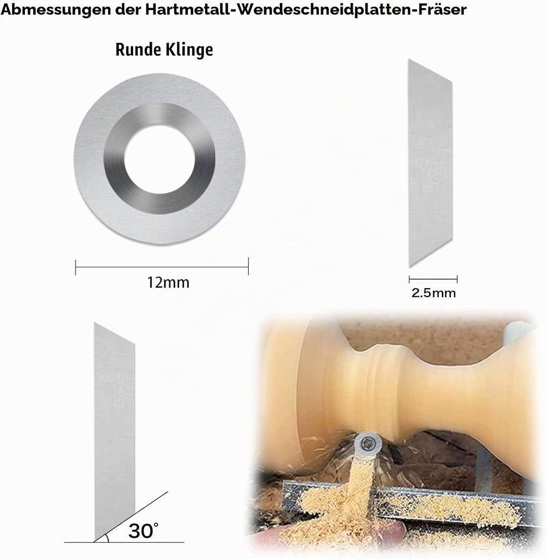 GothicBride Wendeschneidplatten Drehmeissel 12 Stück Hartmetall Drechselwerkzeuge für Holz Drehmasch