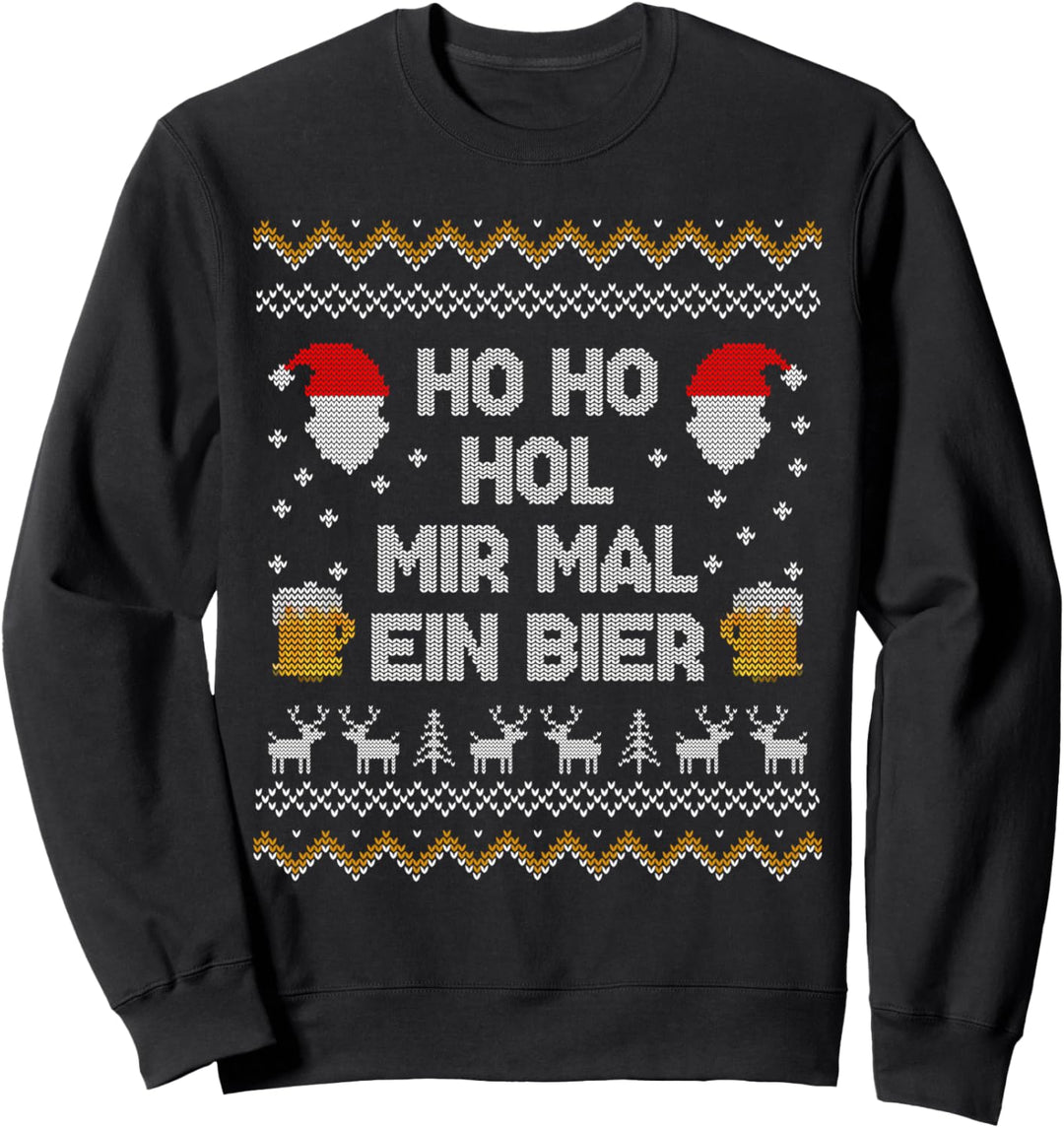 Ho Ho Hol mir mal ein Bier Motiv Ugly Christmas Sweater Sweatshirt