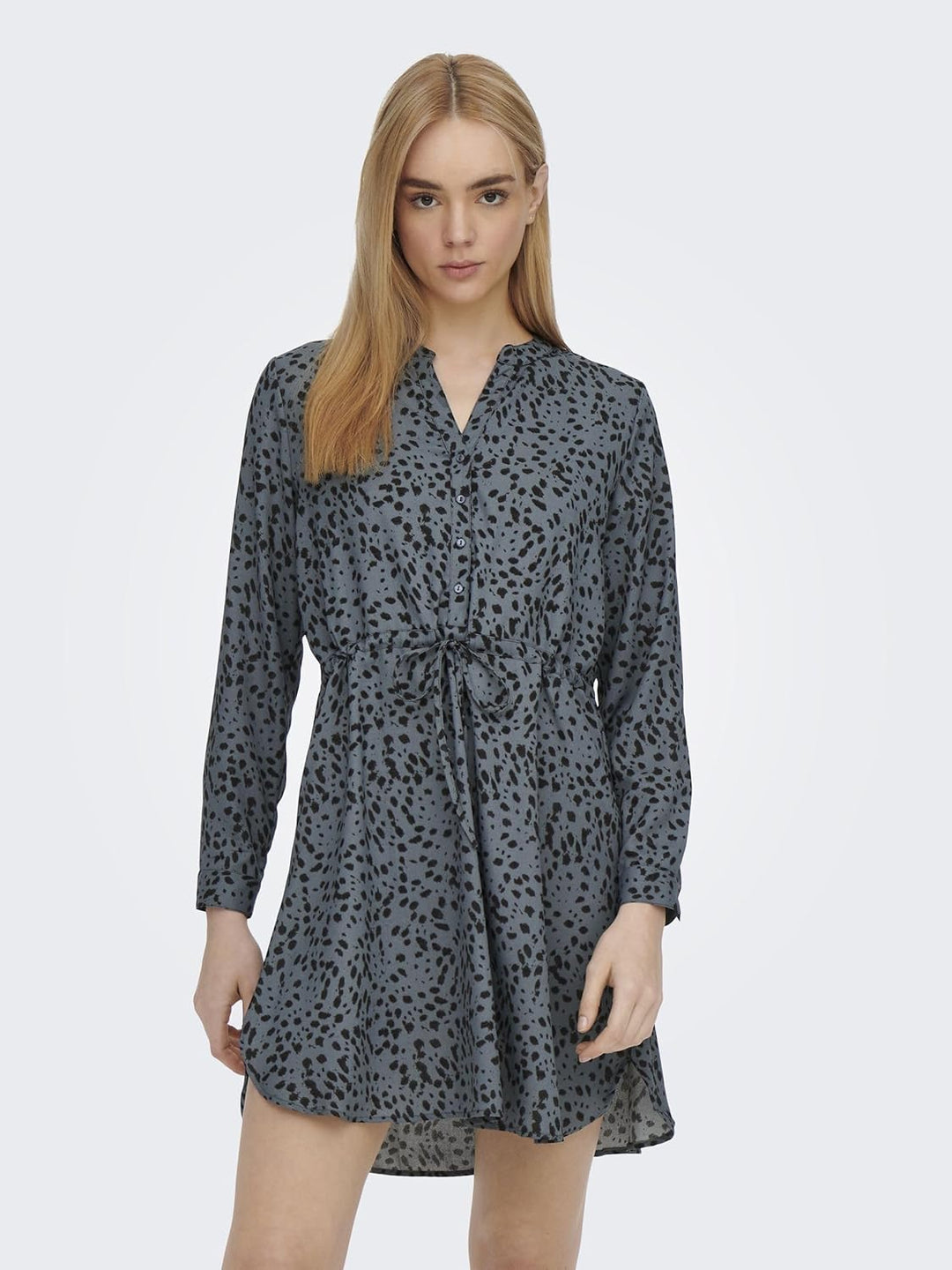 ONLY Damen Kleid 15200543 XXS Blue Indigo/Aop:black Leo, XXS Blue Indigo/Aop:black Leo