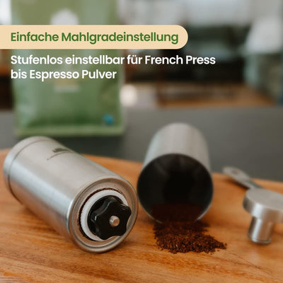 Groenenberg Kaffeemühle manuell mit Kegelmahlwerk | Kaffeemühle Hand - Handkaffeemühle aus Edelstahl