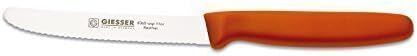 Giesser Messer 5x Allzweckmesser 11 cm Klingenlänge mit Wellenschliff Schwarz/Azurblau/Limone/Orange