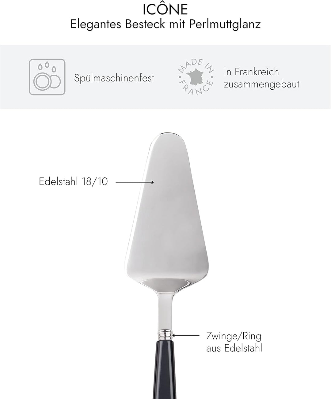 SABRE PARIS - Tortenheber 25 cm - Icône - Kuchen & Quiches - Edelstahl & Acryl - Spülmaschinenfest -