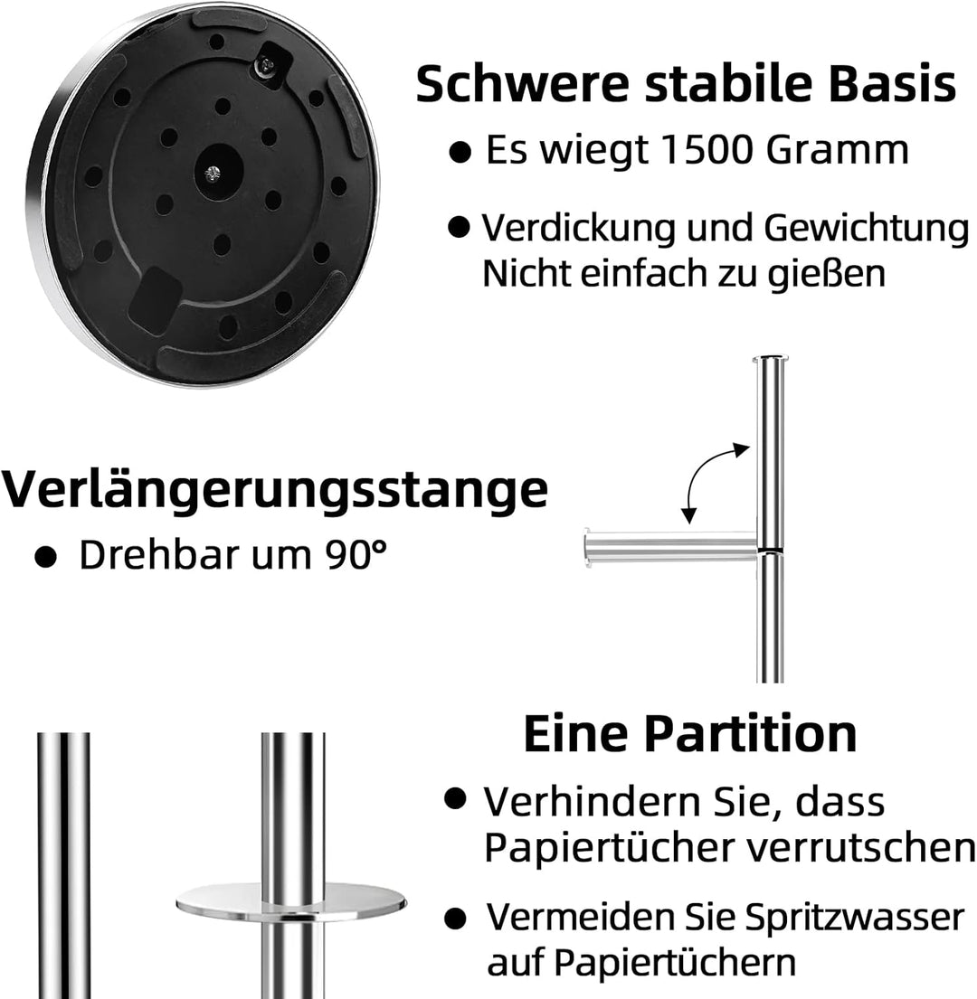 delstahl Klopapierhalter Stehend mit Klobürste - Stahl 304 Toilettenpapierhalter mit WC Bürste, WC G