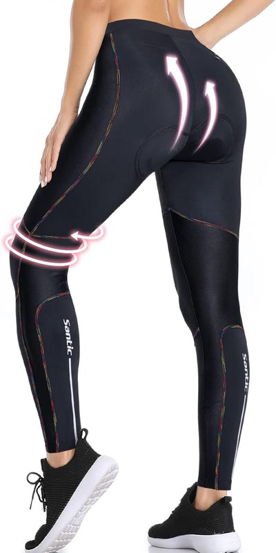 Santic Fahrradhose Lang Damen Radlerhose Gepolstert 7/8 Leggings Tights Sitzpolster Radsport Elastis