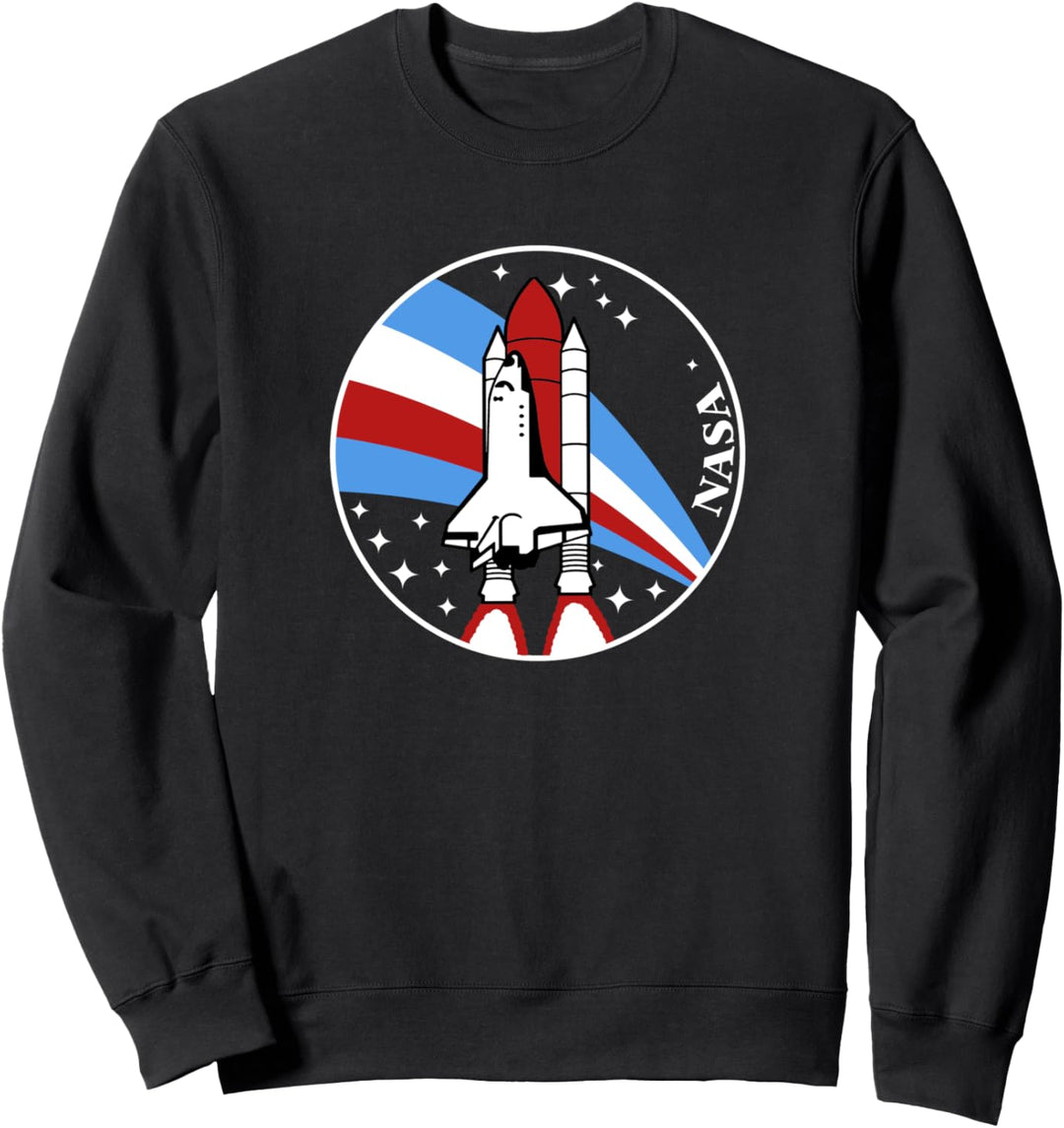 Trendy NASA Red White And Blue Spaceship Launch Circle Stars Sweatshirt