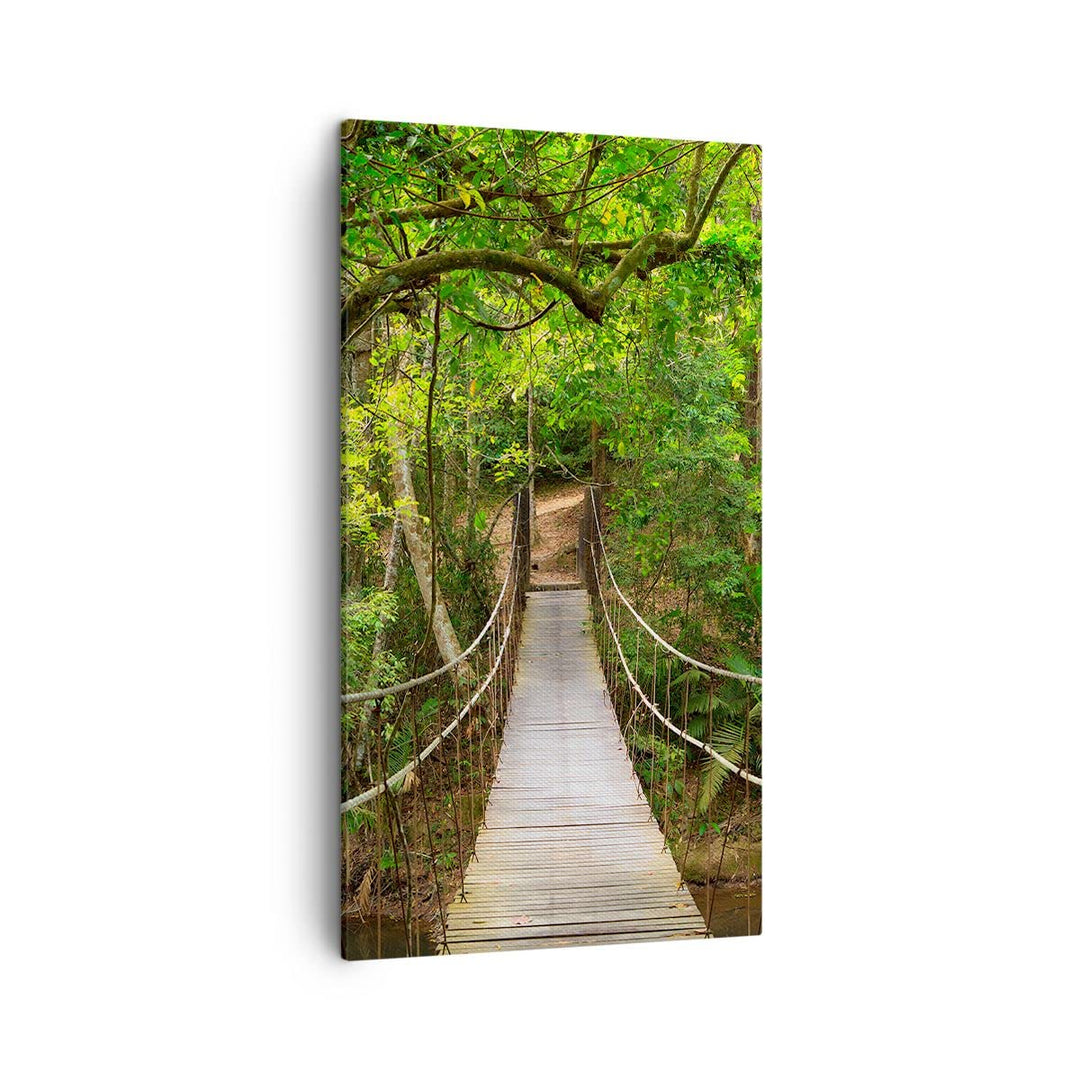 Bilder auf Leinwand Fussgängerbrücke Wald Abenteuer Leinwandbild mit Rahmen 45x80cm Wandbilder Dekor