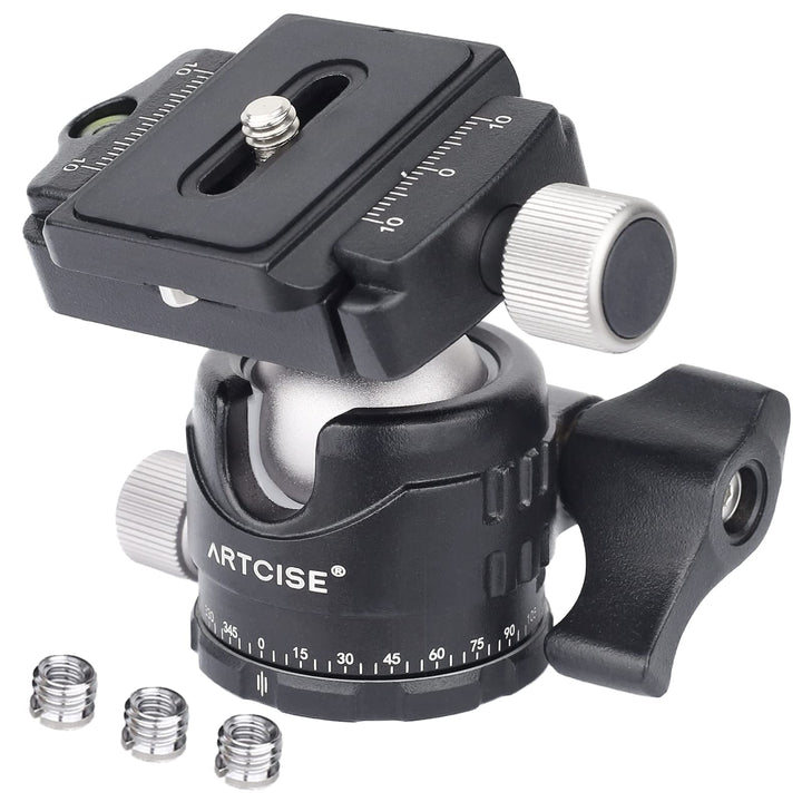 Stativkopf mit niedrigem Profil, ARTCISE EB30S 30MM Kugeldurchmesser mini Ganzmetall-Kugelkopf & 1/4