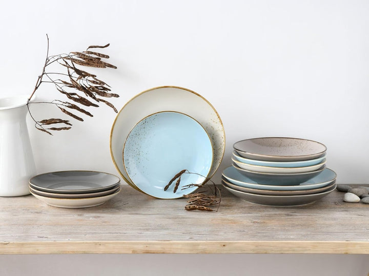 Creatable 20965, Serie Nature Collection SKANDINAVIEN, Geschirrset, Teller Set 12 teilig, Steinzeug