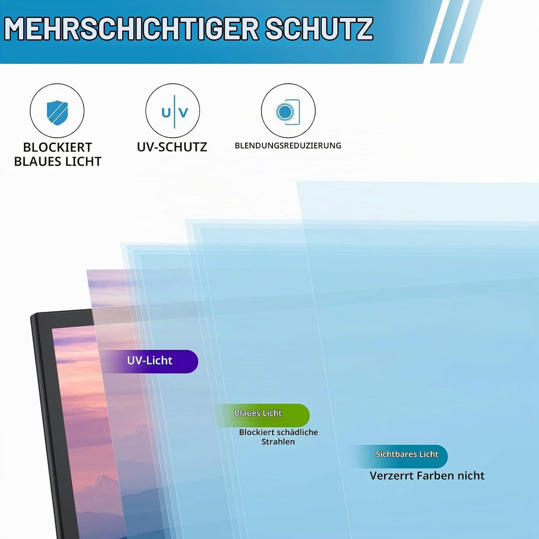 SOPPY Anti-Blaulichtfilter Displayschutzfolie für 24 Zoll Computer Monitor, Abnehmbar Premium Blauli