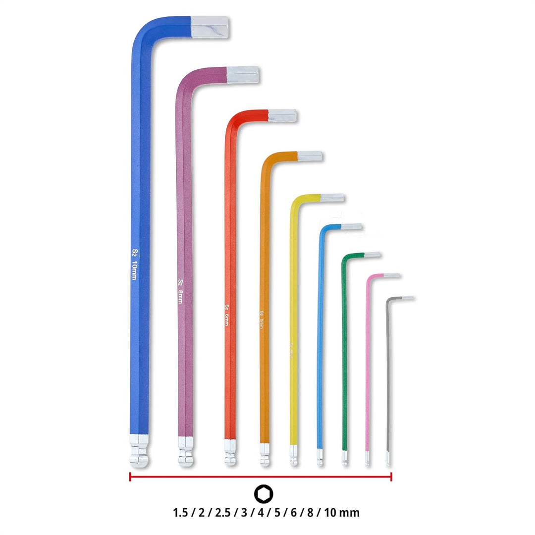 Original Einhell Innensechskantschlüssel-Set 9-tlg. (S2-Stahl, Kugelkopf, doppelte Kopfform, Schlüss