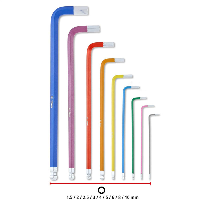 Original Einhell Innensechskantschlüssel-Set 9-tlg. (S2-Stahl, Kugelkopf, doppelte Kopfform, Schlüss