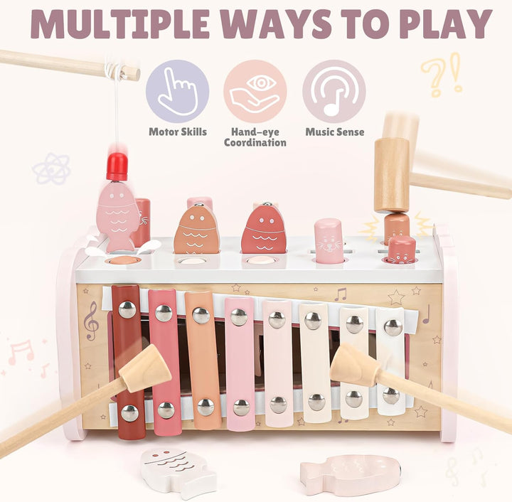 Joyreal Montessori Spielzeug ab 1 Jahr - Hammerspiel Holzspielzeug Baby, Xylophon Kinder 1 Jahr, Ang