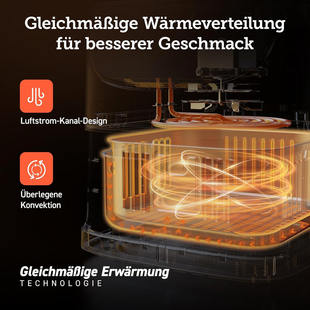COSORI Heissluftfritteuse 5,5L XXL Rot Friteuse Heissluft Fritteusen Air Fryer mit Digitalem LED-Tou