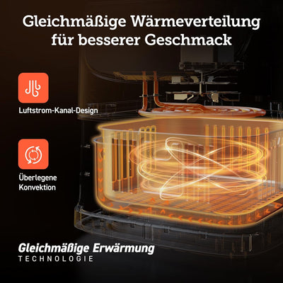 COSORI Heissluftfritteuse 5,5L XXL Rot Friteuse Heissluft Fritteusen Air Fryer mit Digitalem LED-Tou