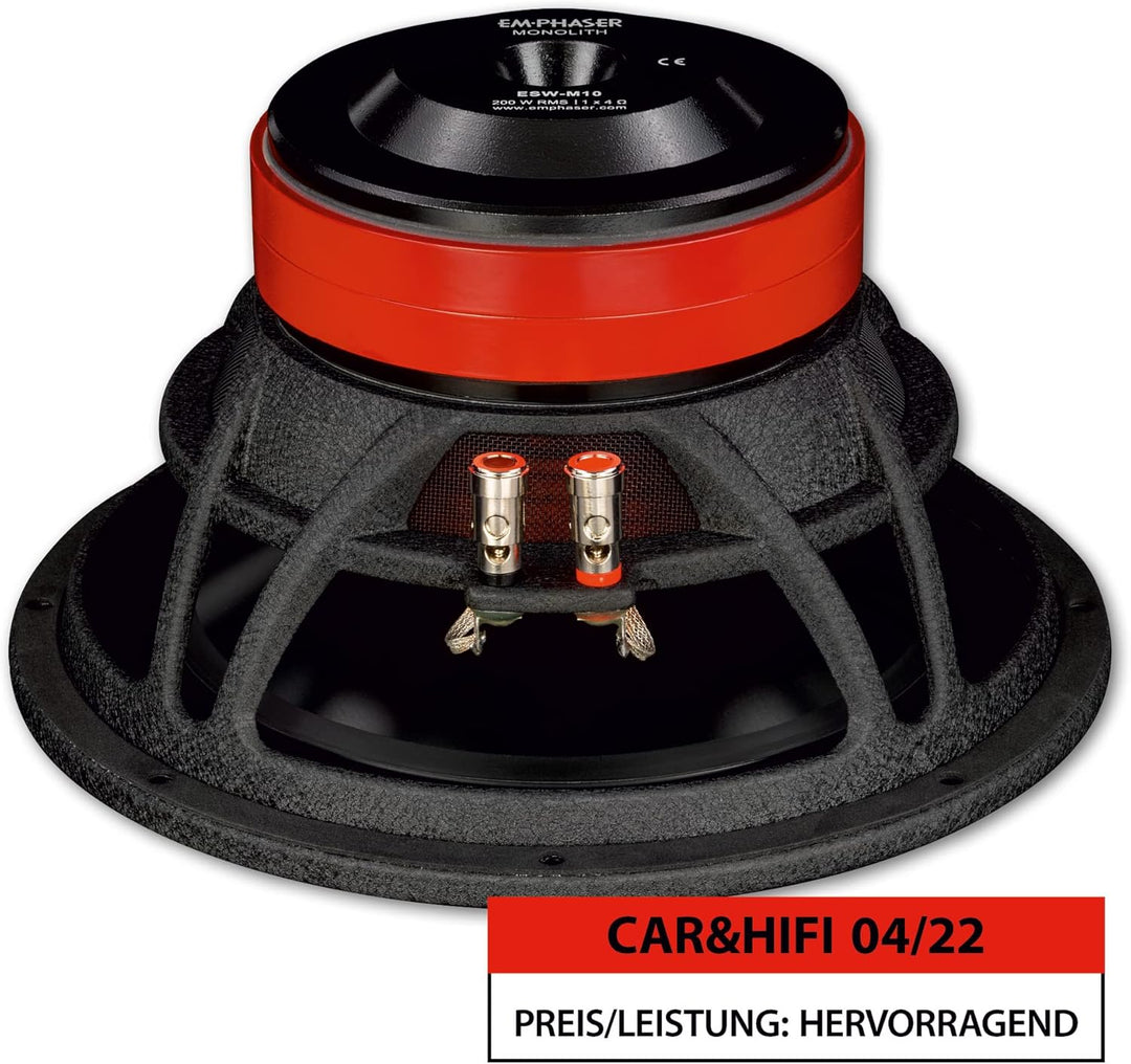 EMPHASER ESW-M10: Bass Lautsprecher 25 cm mit 200 Watt RMS, leistungsstarker 10 Zoll Subwoofer für A