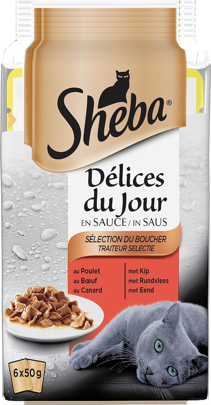Sheba Délices du Jour - Nassfutter für ausgewachsene Katzen - Geflügelauswahl in Sauce - Frischebeut