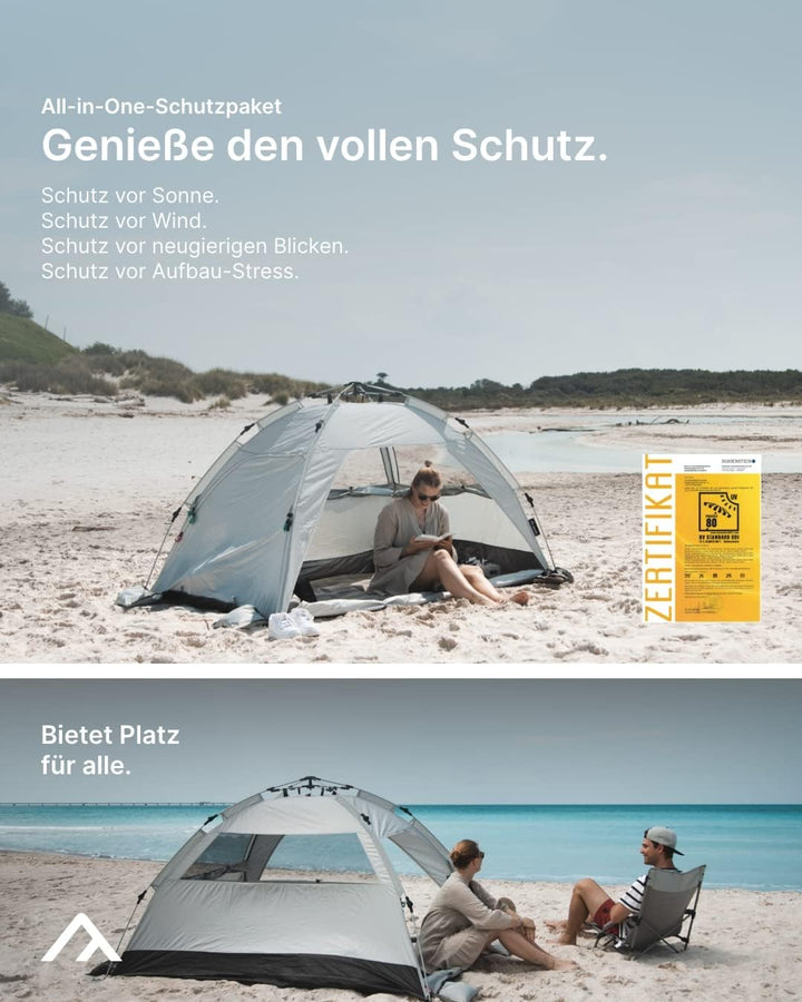 qeedo Quick Palm Strandmuschel mit UV-Schutz (UV80) & kleinem Packmass - Leichtes, schnell aufzubaue