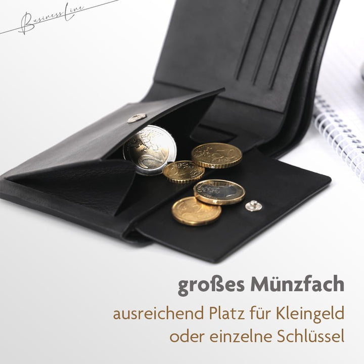 Fa.Volmer ® Hochwertige Herren Geldbörse aus Leder ‒ Ohne Futter, nur Leder ‒ Nahtlos ‒ Abgerundete