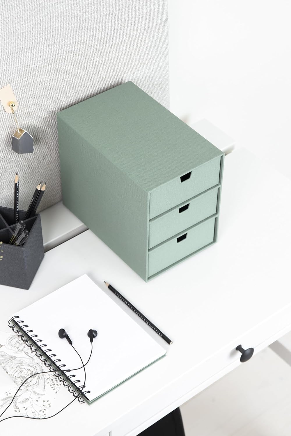 BIGSO INGRID Schubladenbox für Dokumente und Bürobedarf – Schreibtisch Organizer mit 3 Schubladen –