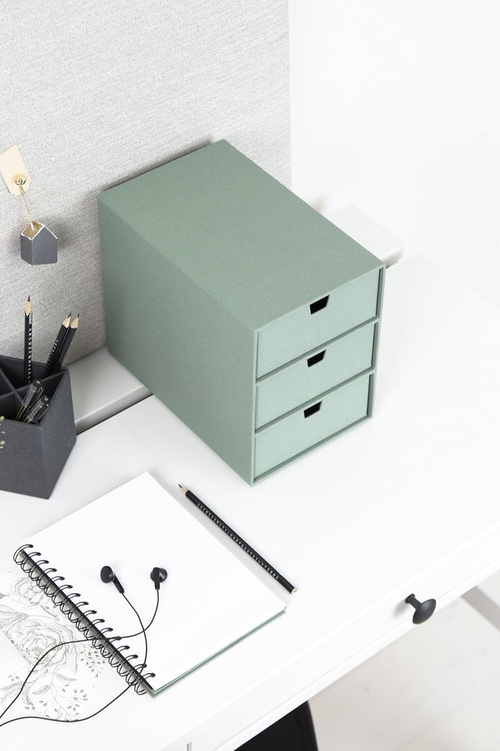 BIGSO INGRID Schubladenbox für Dokumente und Bürobedarf – Schreibtisch Organizer mit 3 Schubladen –