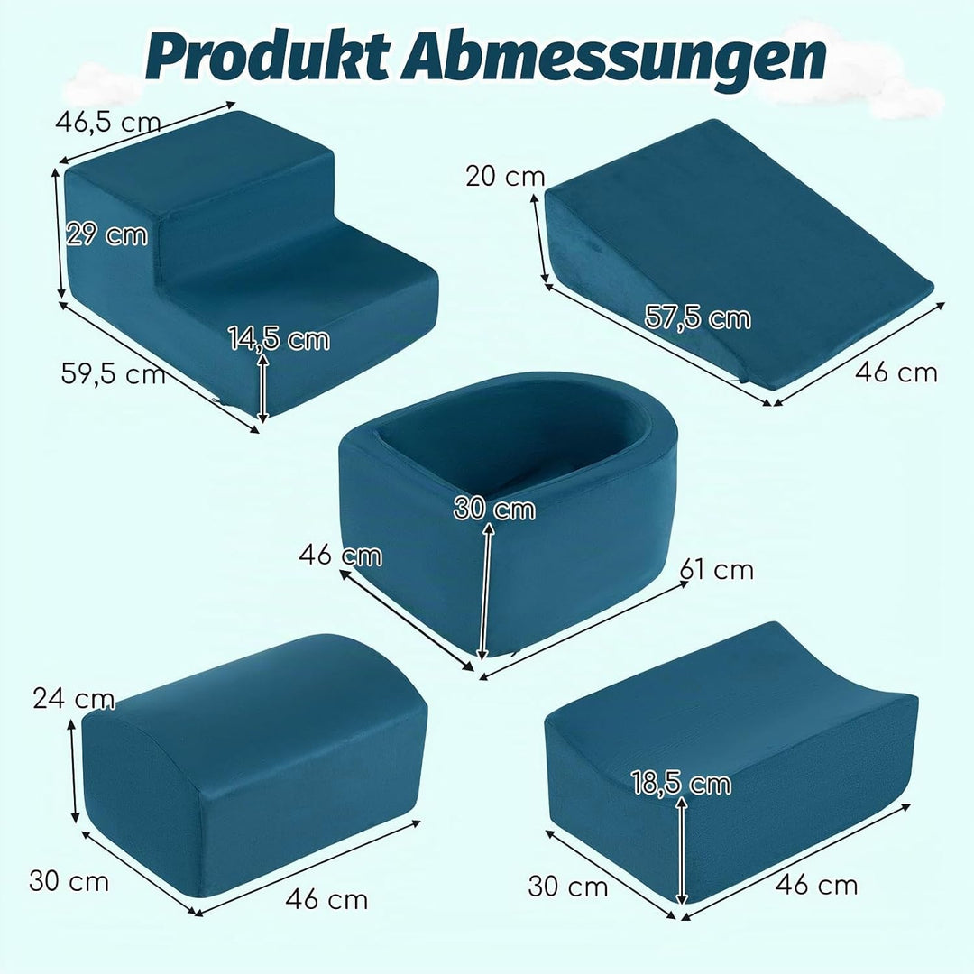 COSTWAY 5 TLG. Schaumstoffbausteine, Riesenbausteine mit Bällebad, Grossbausteine zum Toben und Klet