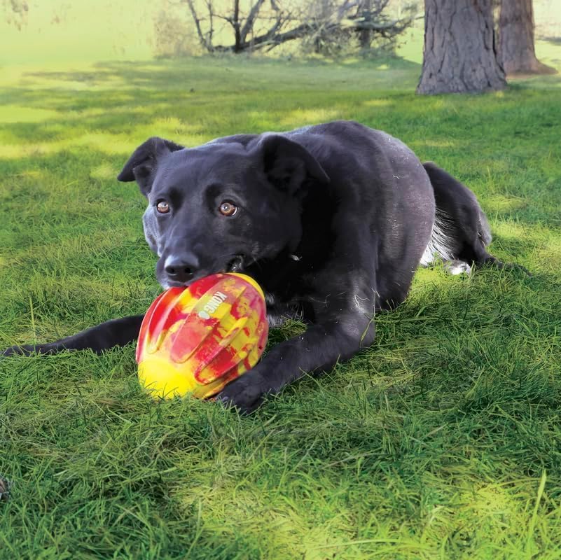 Kong Sport FlexBall - strapazierfähiges, springendes Spielzeug mit Quietscher und Easy-Grip Rippen f