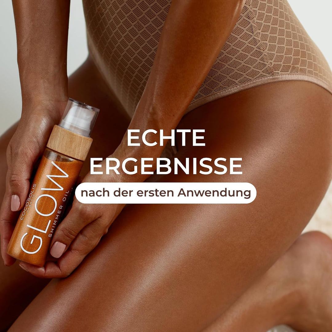 COCOSOLIS GLOW Shimmer Oil - Bio Trockenöl - Schimmerndes Körperöl mit glänzenden Partikel, Verleiht