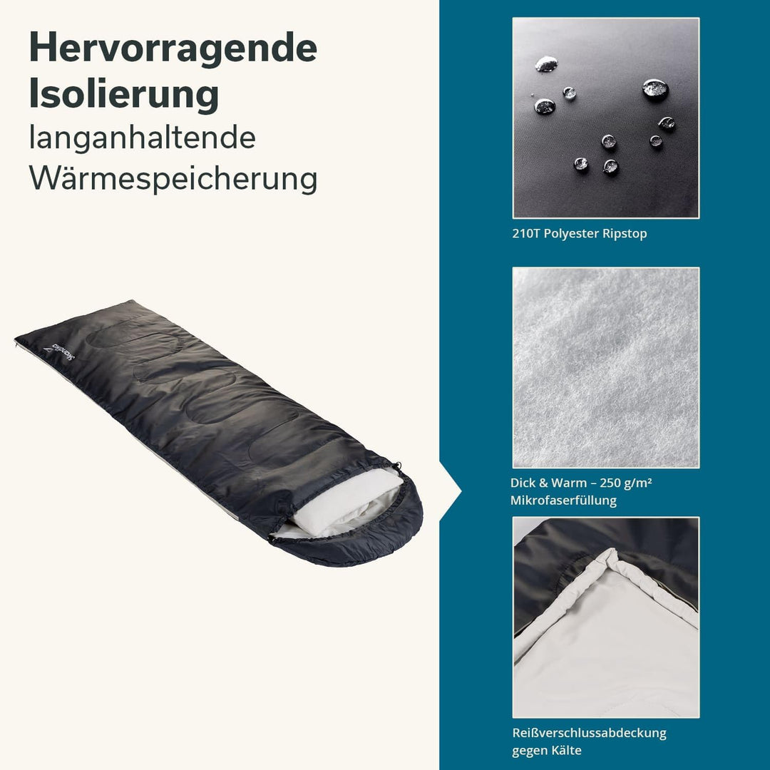 Skandika Deckenschlafsack Skye | Schlafsack 3 Jahreszeiten, mit Kissen, koppelbar, 220 x 75 cm, 250g