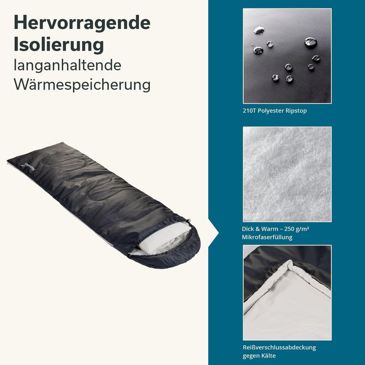 Skandika Deckenschlafsack Skye | Schlafsack 3 Jahreszeiten, mit Kissen, koppelbar, 220 x 75 cm, 250g
