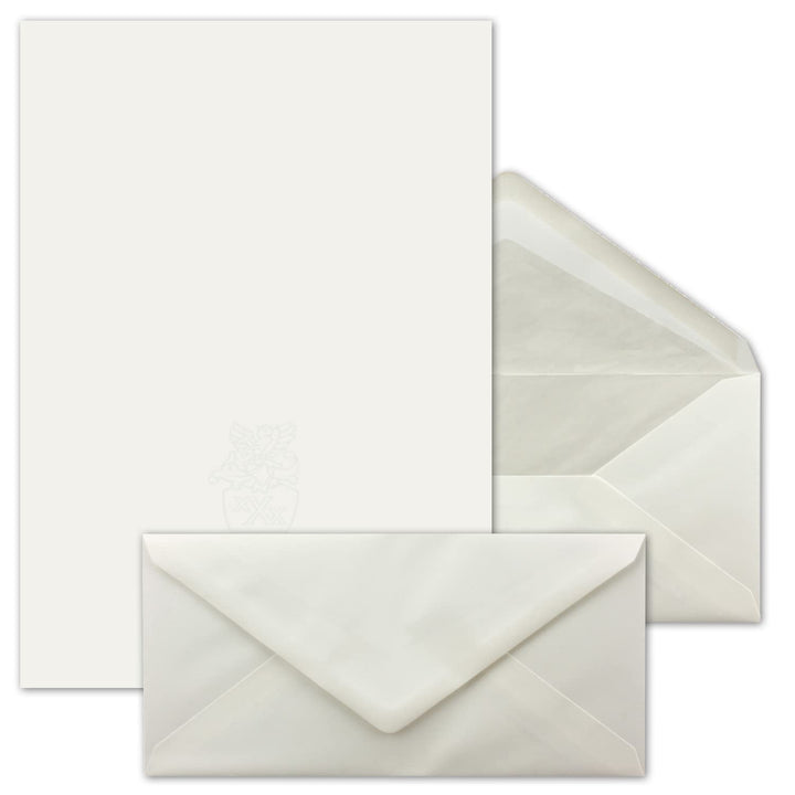 50 SETS - ZANDERS GOHRSMÜHLE Papier, Weiss Matt DIN A4 + Umschläge DIN Lang gefüttert - für hochwert