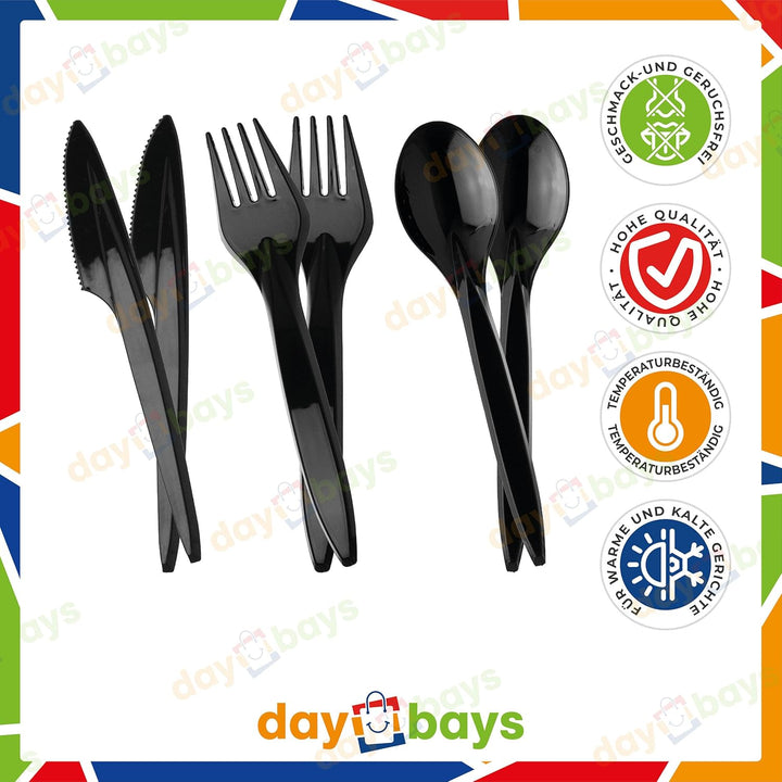 Plastikbesteck Set 200x Plastikgabel 200x Plastikmesser 200x Plastiklöffel Mehrweg Geschirrset Party