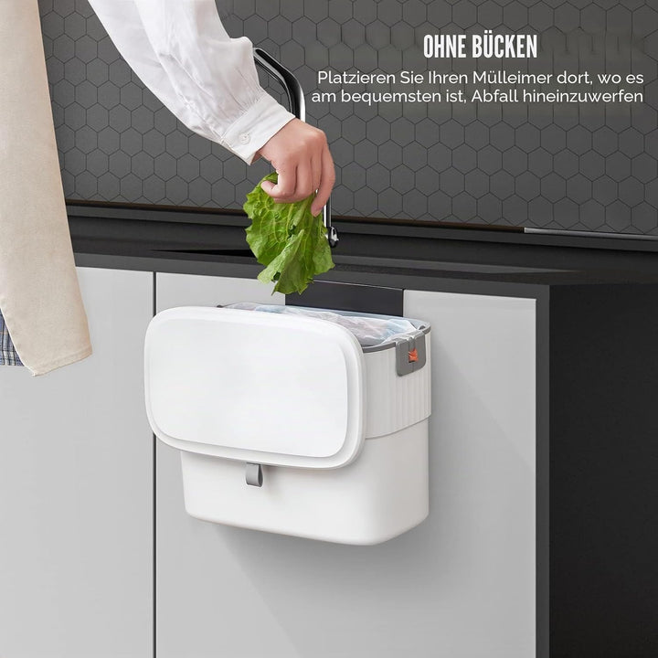ELPHECO Küchenmülleimer – 1,8 Gallonen Hängender Mülleimer mit Deckel, 7 Liter Wandmülleimer für Küc